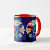 BLOEMEN, blauw roze groen Mok (Voorkant rechts)