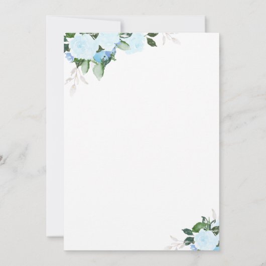 Bloemen| Blauw | uitnodiging tot doop (Achterkant)