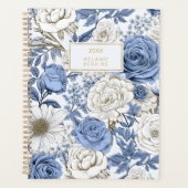 Bloemen Blauw Wit Antiek Rozen Wildbloem Planner (Voorkant)