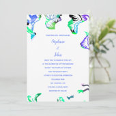 Bloemen Blauw Wit Lente Zomer Boho Bruiloft Kaart (Staand voorkant)