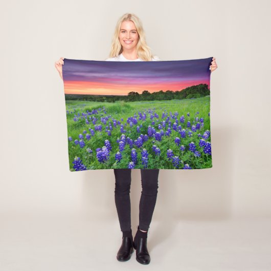 Bloemen | Blauwbijen in Sunset Texas Fleece Deken (In situ)
