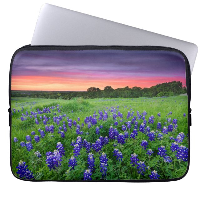 Bloemen | Blauwbijen in Sunset Texas Laptop Sleeve (Voorkant)