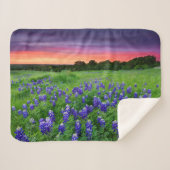 Bloemen | Blauwbijen in Sunset Texas Sherpa Deken (Voorkant (horizontaal))