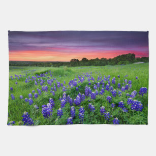 Bloemen   Blauwbijen in Sunset Texas Theedoek