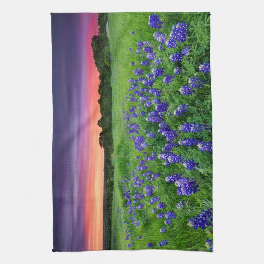 Bloemen | Blauwbijen in Sunset Texas Theedoek (Verticaal)