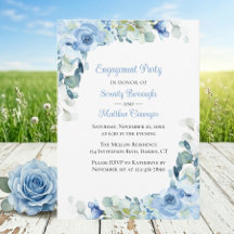 Bloemen Blauwe Aquarelrozen Verlovingsfeest