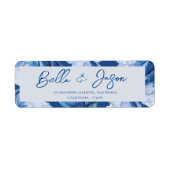  Bloemen Blauwe Bloemen Wedding Retouradres Etiket (Voorkant)