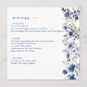 Bloemen Blauwe Bruiloft Borrel Plat Menu (Voorkant)