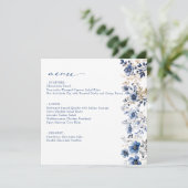 Bloemen Blauwe Bruiloft Borrel Plat Menu (Staand voorkant)