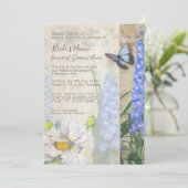 Bloemen Blauwe Butterfly Botanisch Vrijgezellenfee Kaart (Staand voorkant)