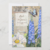 Bloemen Blauwe Butterfly Botanisch Vrijgezellenfee Kaart (Achterkant)