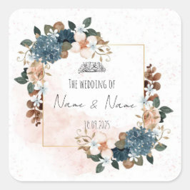 Bloemen blauwe en roze voer gunstige stickers