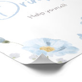 Bloemen Blauwe Lente Baby in Bloom BabyShower Drin Poster (Hoek)