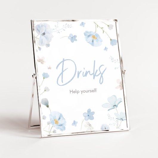 Bloemen Blauwe Lente Baby in Bloom BabyShower Drin Poster
