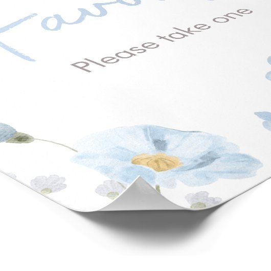 Bloemen Blauwe Lente Baby in Bloom BabyShower Favo Poster (Hoek)