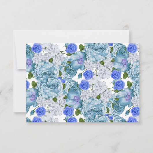 Bloemen Blauwe Maan Fase Wicca Handfasting RSVP Kaartje (Achterkant)