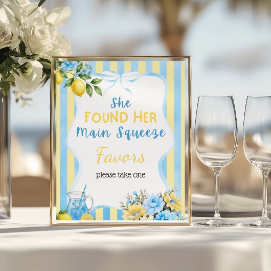 Bloemen Blauwe Main Squeeze Bruiloft Feest Favor Poster