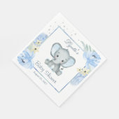 Bloemen Blauwe Olifant Baby Douche Papier Servet (Hoek)