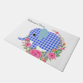 Bloemen Blauwe Olifant Deur Mat (Schuin)