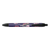 Bloemen Blauwe Pen met Naam (Achterkant)