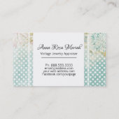 *~* Bloemen Blauwe Polka Dot Flowers Visitekaartje (Achterkant)