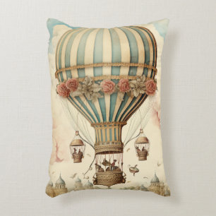 Bloemen Blauwe Streep Hete Luchtballon Accent Kussen