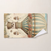  Bloemen Blauwe Streep Hete Luchtballon Bad Handdoek (Handdoek)