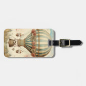  Bloemen Blauwe Streep Hete Luchtballon Bagagelabel (Voorkant horizontaal)