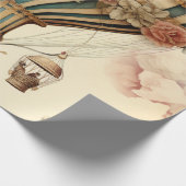  Bloemen Blauwe Streep Hete Luchtballon Cadeaupapier (Hoek)