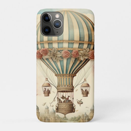  Bloemen Blauwe Streep Hete Luchtballon Case-Mate iPhone Case (Achterkant)