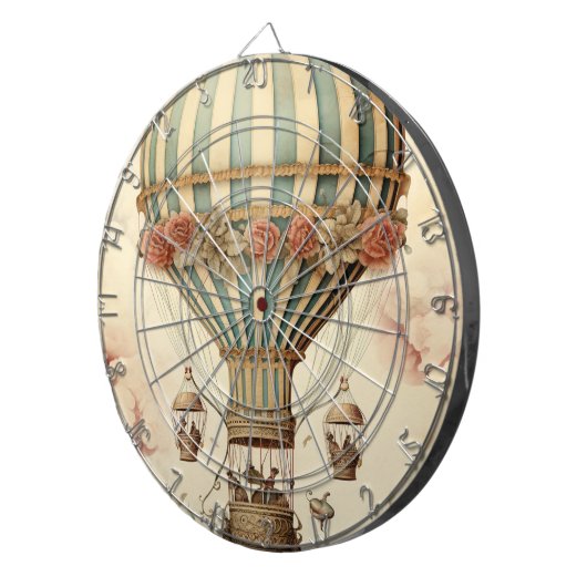  Bloemen Blauwe Streep Hete Luchtballon Dartbord (Voorkant Rechts)