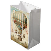  Bloemen Blauwe Streep Hete Luchtballon Medium Cadeauzakje (Voorkant Gekanteld)