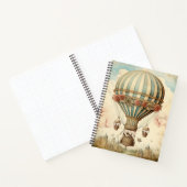 Bloemen Blauwe Streep Hete Luchtballon Notitieboek (Binnen)