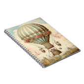 Bloemen Blauwe Streep Hete Luchtballon Notitieboek (Rechterzijde)