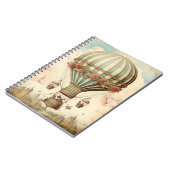 Bloemen Blauwe Streep Hete Luchtballon Notitieboek (Linkerzijde)