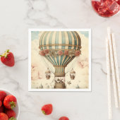  Bloemen Blauwe Streep Hete Luchtballon Servet (Insitu)