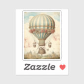  Bloemen Blauwe Streep Hete Luchtballon Sticker (Vel)