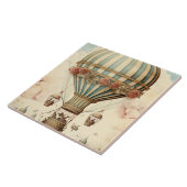 Bloemen Blauwe Streep Hete Luchtballon Tegeltje (Zijkant)