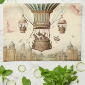  Bloemen Blauwe Streep Hete Luchtballon Theedoek (Gevouwen)