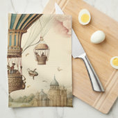  Bloemen Blauwe Streep Hete Luchtballon Theedoek (Quarter Fold)