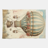  Bloemen Blauwe Streep Hete Luchtballon Theedoek (Horizontaal)