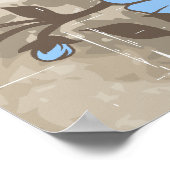 bloemen blauwe taupe floral grunge aangepast poster (Hoek)