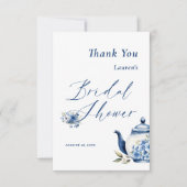 Bloemen Blauwe Thee Party Bruiloft Welcome Bedankkaart (Voorkant)