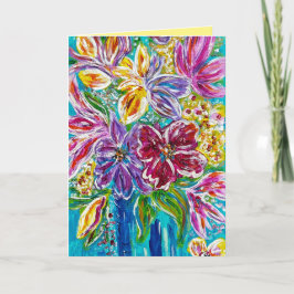 Bloemen "Blauwe vaas" gevouwen Wenskaart Kaart