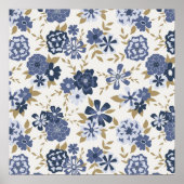 Bloemen Blauwe Vine Botanische Kunst Print (Voorkant)