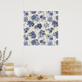 Bloemen Blauwe Vine Botanische Kunst Print (Keuken)
