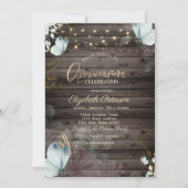 Bloemen Blauwe Vlinders Hout Kaart (Voorkant)