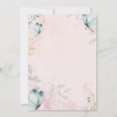 Bloemen Blauwe Vlinders Roze Verjaardag Kaart (Achterkant)