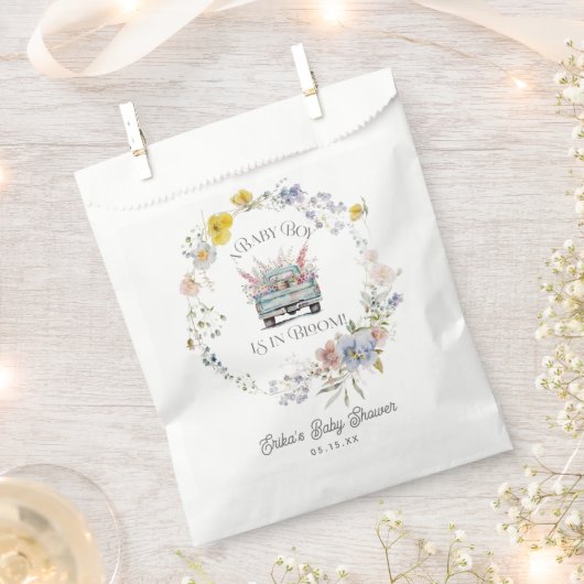 Bloemen Blauwe Vrachtwagen Baby Jongen in Bloom Pa Bedankzakje (Geknipt)