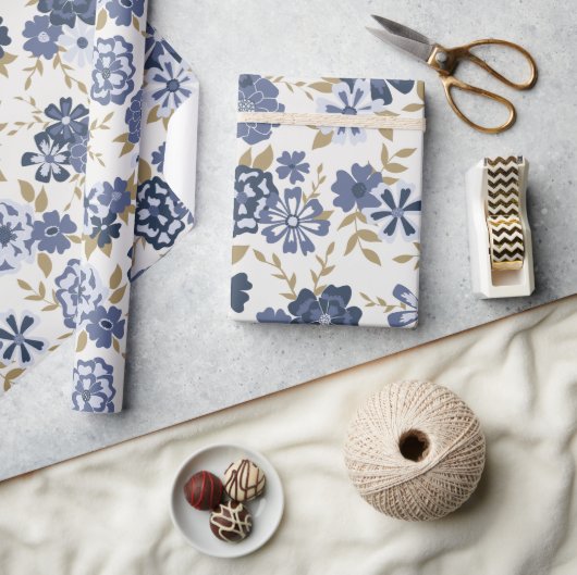 Bloemen Blauwe Wijnstok Botanische Gift Cadeaupapier (Crafts)